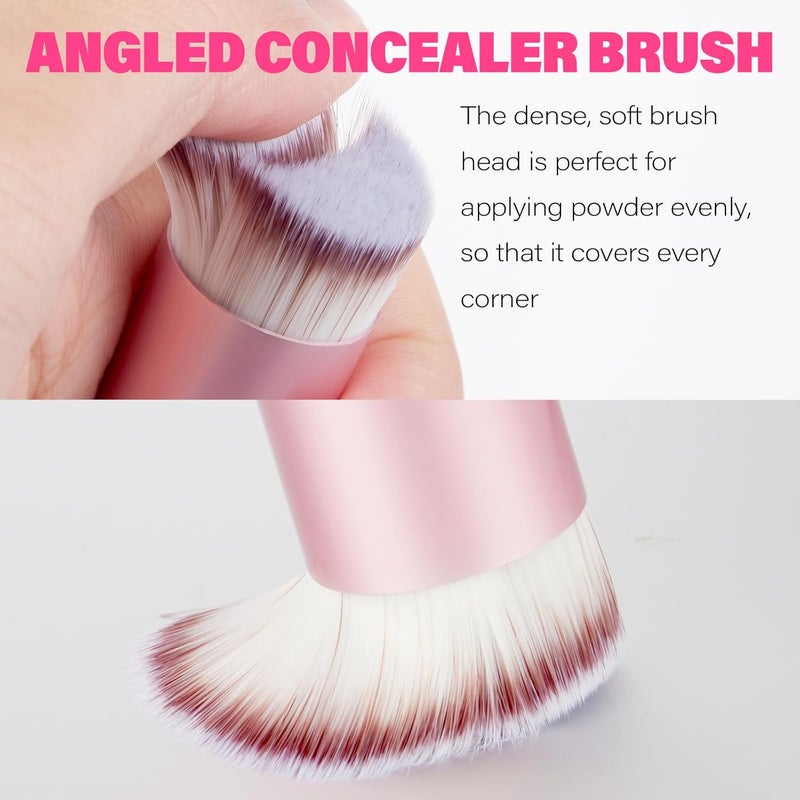 efly Dual-Ended Hair Makeup Brush - Precision Hairline Powder With Sponge Tip for Seamless Blending, Concealer, Root Touch Up, and Contour (Rose Pink, 3.5 Inch) - Image 4